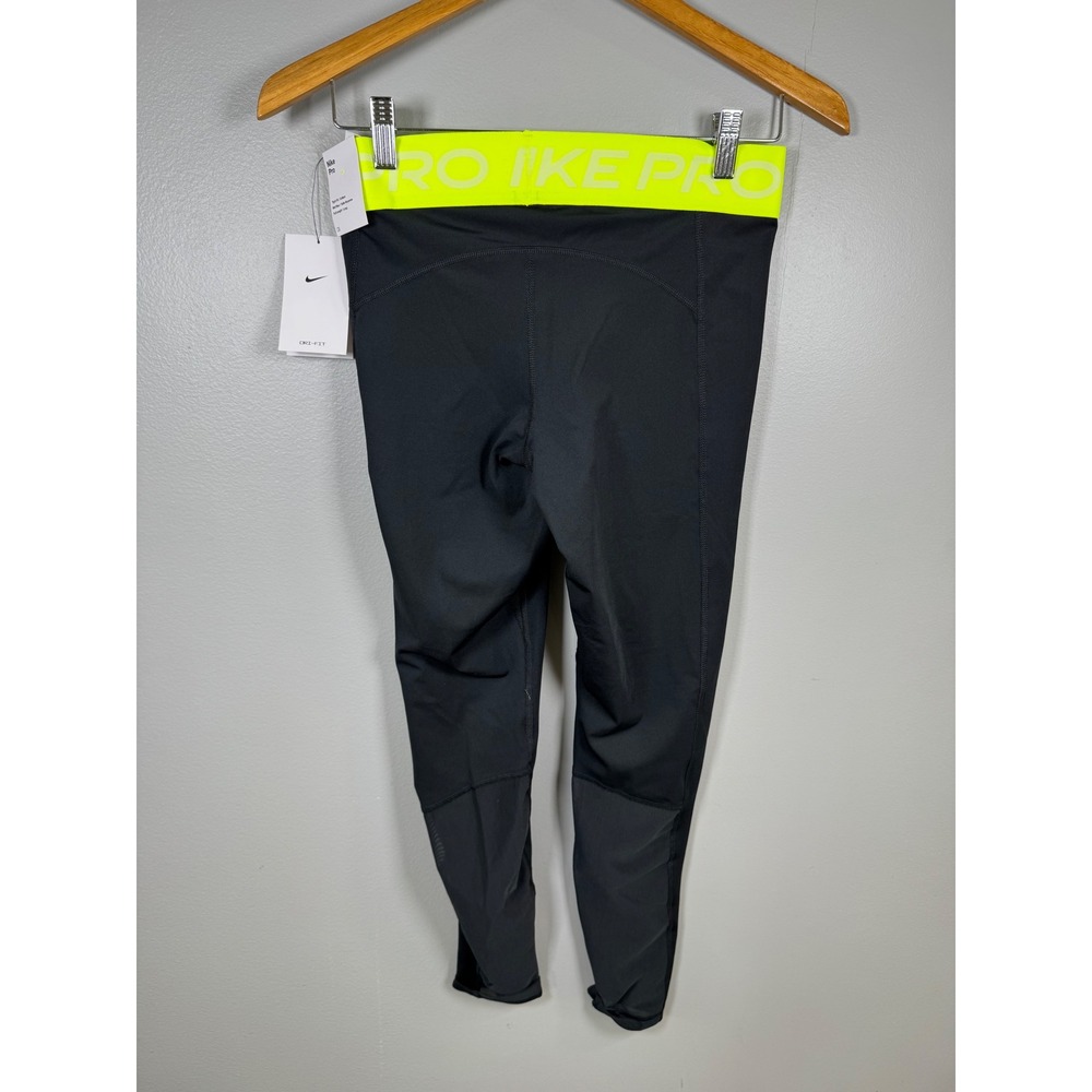 Nike Pro Womens Mid Rise Full Length Training Leggings Black Volt CZ9779-013 M - Picture 4 of 8